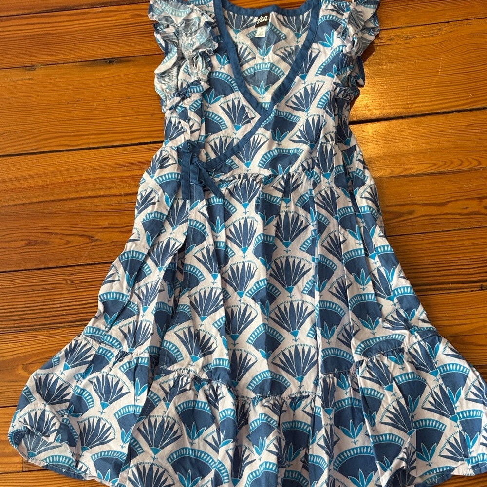 Tea Collection Blue and White Patterned Dress
